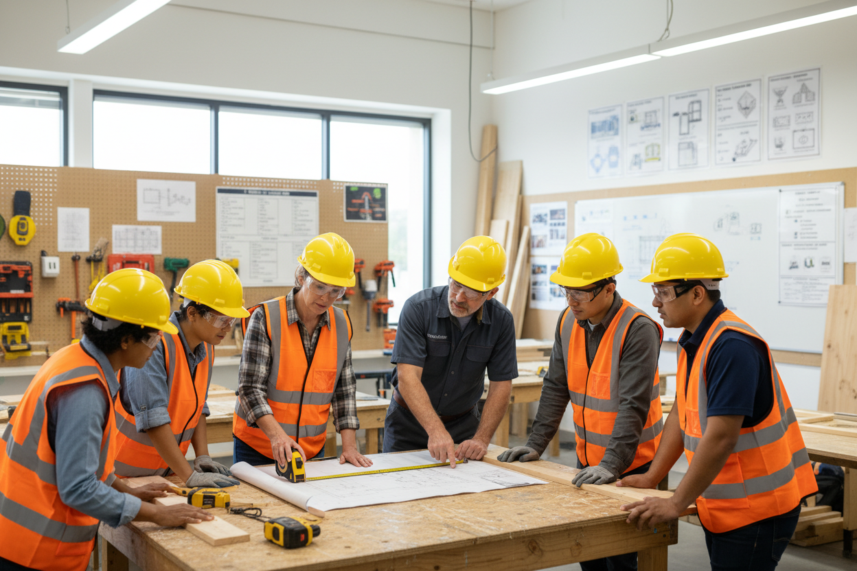video of adult students learning construction